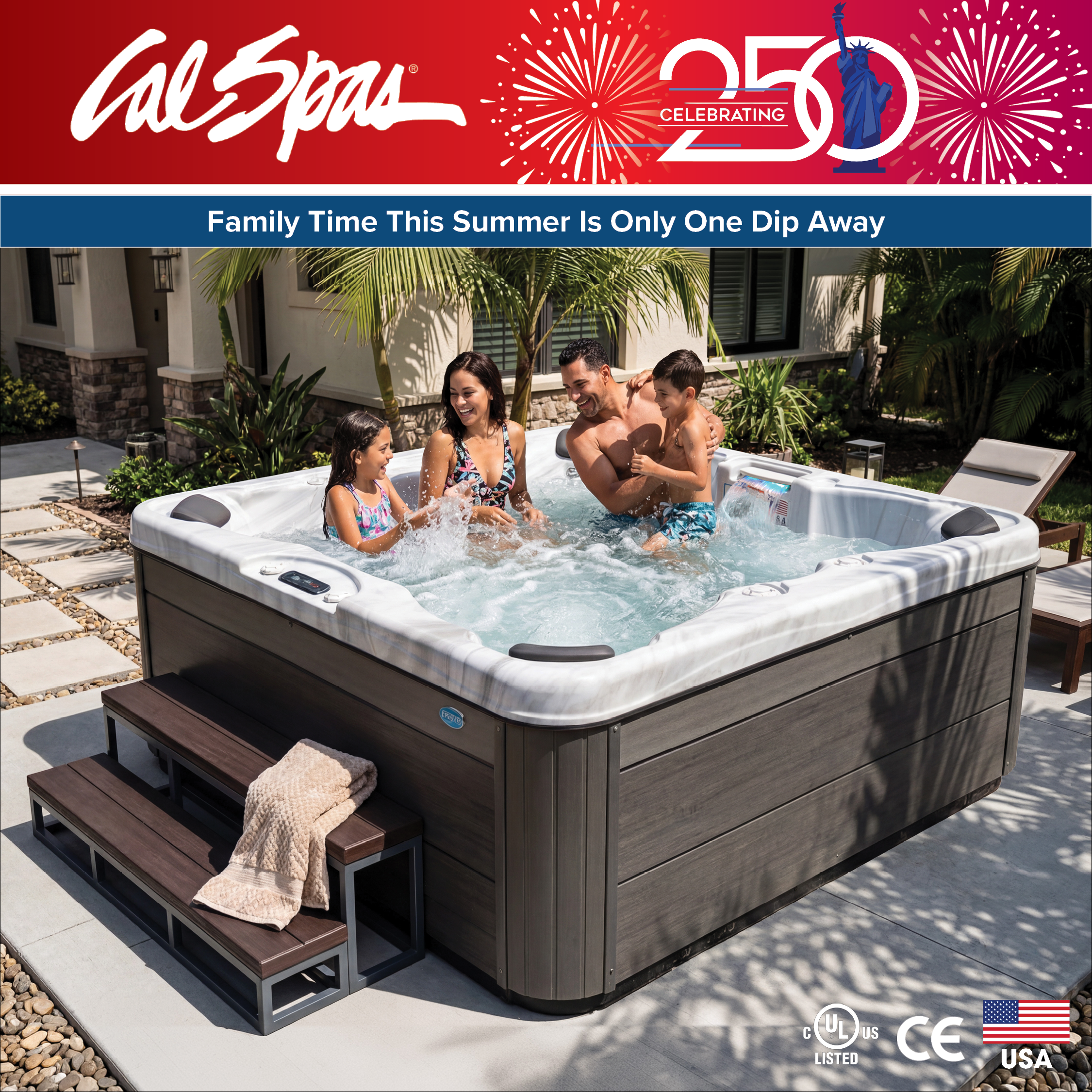 Calspas hot tub being used in a family setting - Saguenay